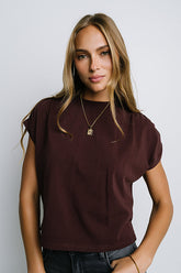 Noelle Ruched Top in Red-Brown - FINAL SALE