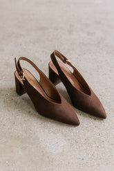 Candice Slingback Heels in Dark Brown - FINAL SALE