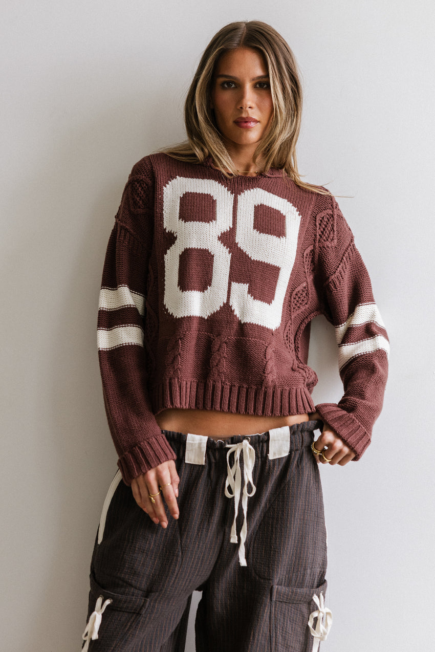 Route Cable Knit Sweater in Red-Brown - FINAL SALE