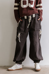 Cozette Striped Baggy Pants In Navy - Final Sale