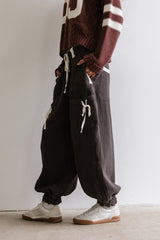 Cozette Striped Baggy Pants In Navy - Final Sale
