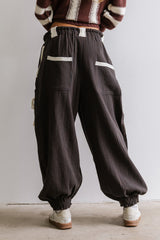 Cozette Striped Baggy Pants In Navy - Final Sale