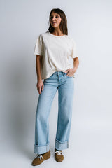 Abby Oversized Tee In Ecru - Final Sale