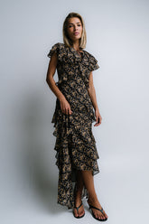 James Ruffle Maxi Dress in Black - FINAL SALE