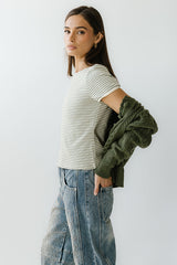 Marcie Striped Tee In Green - Final Sale