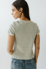 Marcie Striped Tee In Green - Final Sale