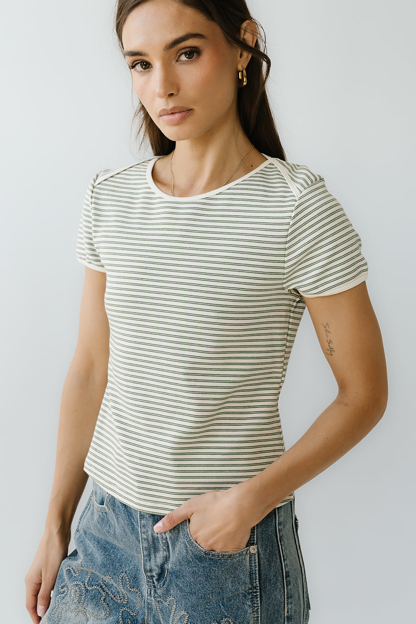 Marcie Striped Tee in Green - FINAL SALE