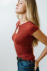 Leslie Cutout Top In Brick - Final Sale