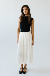 Tristan Mixed Media Midi Dress in Ivory - FINAL SALE