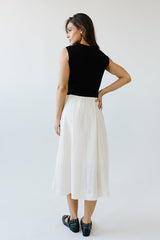 Tristan Mixed Media Midi Dress In Ivory - Final Sale