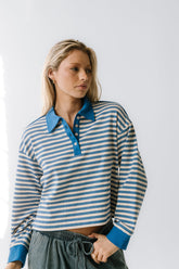 Kessie Striped Top in Blue - FINAL SALE