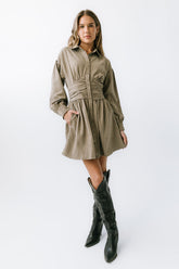 Lonnie Striped Mini Dress in Taupe - FINAL SALE