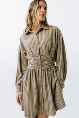 Lonnie Striped Mini Dress In Taupe - Final Sale