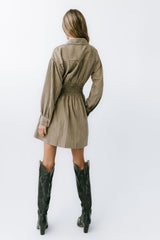 Lonnie Striped Mini Dress In Taupe - Final Sale