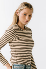 Makayla Shirt In Striped Brown - Final Sale