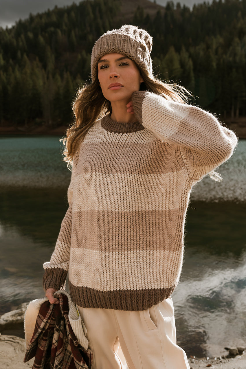 Jolene Striped Sweater in Brown - FINAL SALE