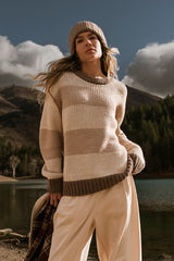Jolene Striped Sweater In Brown - Final Sale