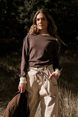 Rustin Contrast Sweater In Brown - Final Sale
