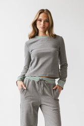 April Striped Top in Grey - FINAL SALE