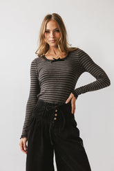 Kiya Striped Top in Charcoal - FINAL SALE