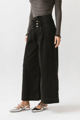 Barkley Corduroy Wide Leg Pants In Charcoal - Final Sale