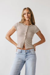 Trisha Striped Top in Brown - FINAL SALE