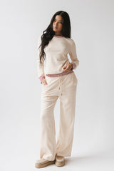 April Striped Pants In Beige - Final Sale