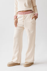 April Striped Pants In Beige - Final Sale