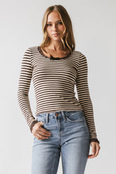 Kiya Striped Top in Brown