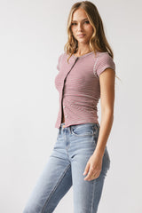 Trisha Striped Top In Red - Final Sale