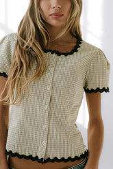 Serra Lace Trim Blouse in Ivory - FINAL SALE