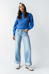 Noel Two Toned Sweater In Blue - Final Sale