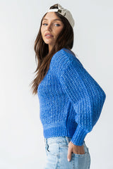 Noel Two Toned Sweater In Blue - Final Sale