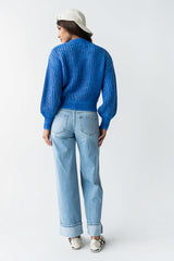 Noel Two Toned Sweater In Blue - Final Sale