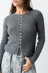 Hellen Knit Cardigan In Charcoal - Final Sale
