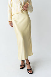 Tory Satin Maxi Skirt in Yellow - FINAL SALE
