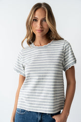 Walker Scalloped Top in Grey - FINAL SALE