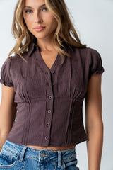 Lacie Striped Blouse In Dark Brown