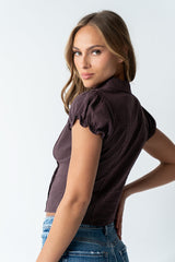 Lacie Striped Blouse In Dark Brown