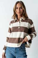 Kaysen Striped Top in Taupe - FINAL SALE
