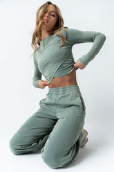 Kassie Crossover Crop Top in Teal