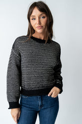 Tracey Striped Oversized Sweater in Black - FINAL SALE