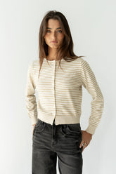 Edesse Striped Cardigan in Taupe - FINAL SALE