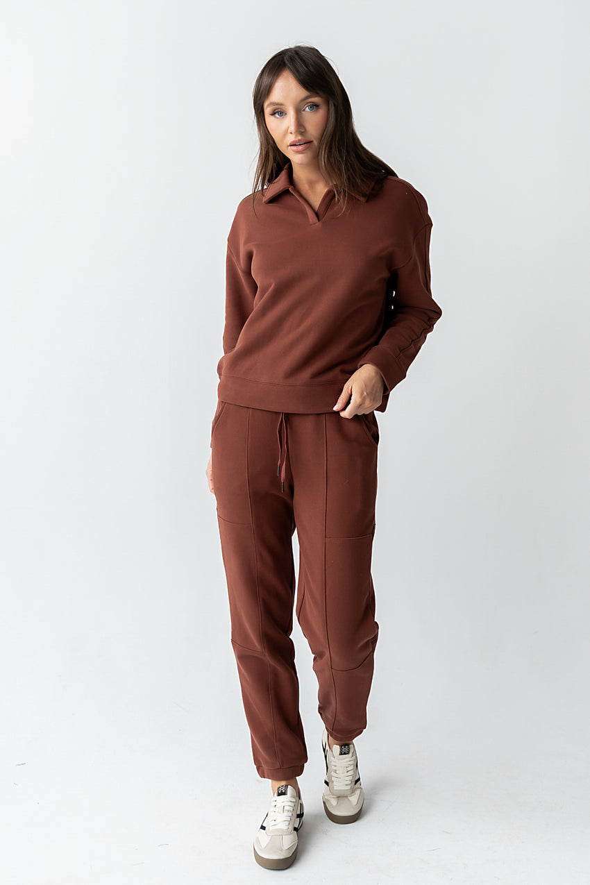 Patricia Barrel Sweatpants in Burgundy - FINAL SALE