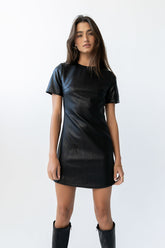 Moxie Vegan Leather Mini Dress in Black - FINAL SALE