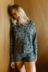 James Polka Dot Long Sleeve in Charcoal - FINAL SALE