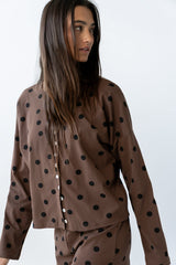 James Polka Dot Cardigan In Brown - Final Sale