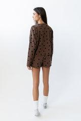 James Polka Dot Cardigan In Brown - Final Sale
