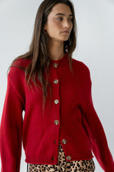 Nolan Chunky Knit Cardigan in Red - FINAL SALE
