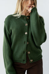 Nolan Chunky Knit Cardigan in Green - FINAL SALE